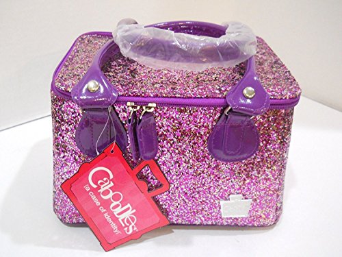 Caboodles Tapered Tote Sassy Makeup Cosmetic Bag (Purple Heavy Glitter)