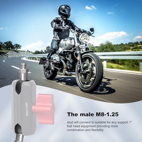 Image of 1 Inch Ball Mount Adapter,Metal Ball Adapter with M8 Threaded Bolt, CNC Aluminum Alloy 1 inch 360Adjust Ball Mount Base for Ebike Phone Holder &Long Double Socket Arm,78008
