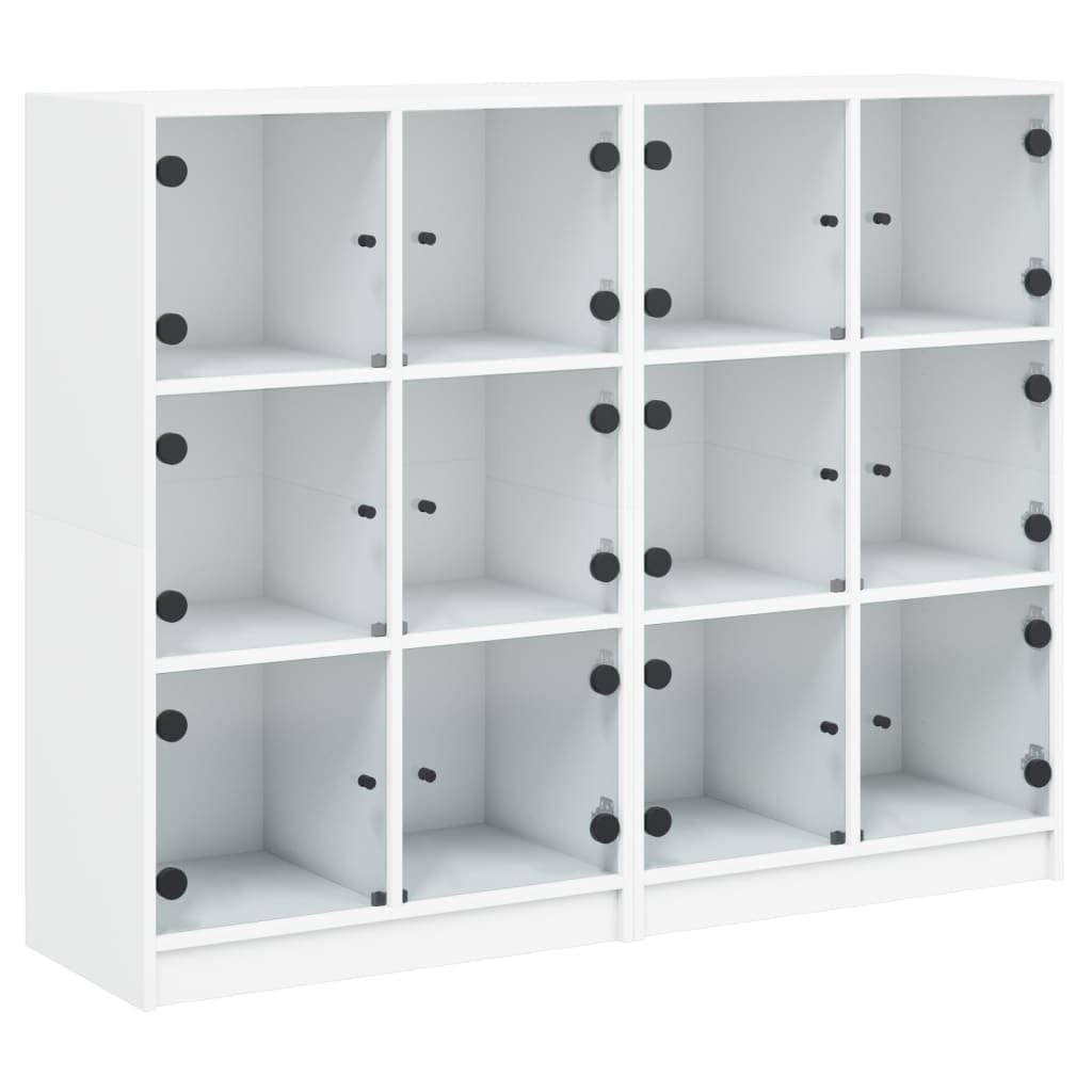 Bücherregale mit 12 Würfeln, bodenstehend, mit 12 Glastüren, Bücherregal, Heimdekoration, Möbel für Zuhause, Büro, Wohnzimmer, Schlafzimmer (weiß)