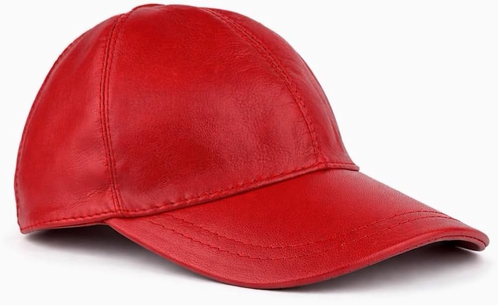 Genuine Leather Baseball Cap Adjustable Strap Plain Real Lambskin Leather Hat Sports Visor