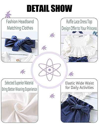 Image of NZRVAWS Newborn Baby Girl Clothes Long Sleeve Ruffle Romper Bodysuit Floral Halen Pants Bowknot Headband 3pcs