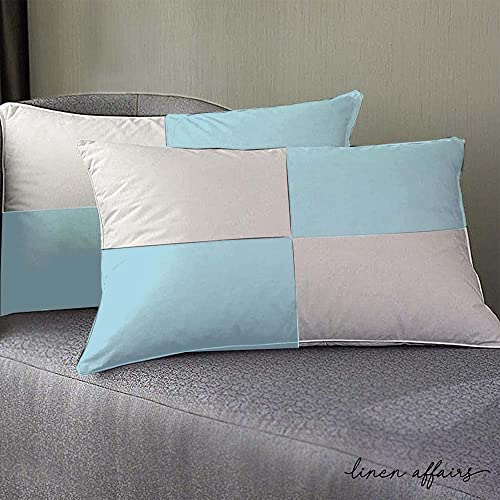 Image of Adjustable Hollow Fibre Sleeping Pillow Dream Fibre Pillow Bed Pillow Pillows for Sleeping Luxurious 2 Piece Microfiber Pillow Extra Soft Hotel Quality Pillow Light Blue and White16x24