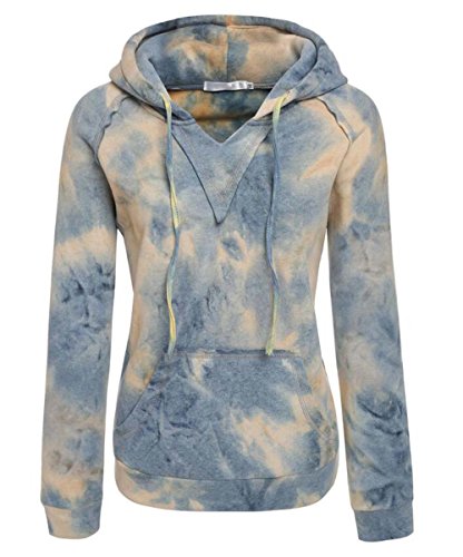 Littlebee Women Gradient Color Hoodie Kangaroo Pocket Long Sleeve Pullover Sweater