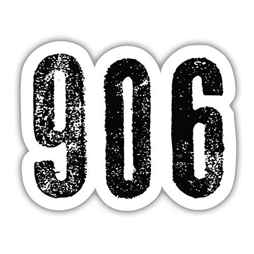 Squiddy 906 Area Code Michigan Upper Peninsula UP City Home Town Local Pride - Vinyl Sticker Decal for Phone, Laptop, Water Bottle (3" high)