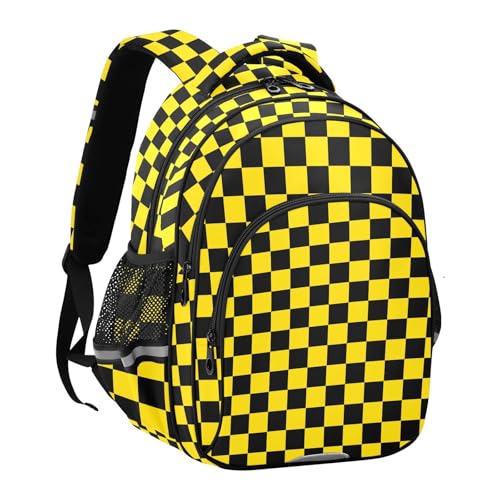 Black and Yellow Buffalo Checkered Toddler Backpack for Prechool Boys Girls 3-8 Years Mini Bookbag S2