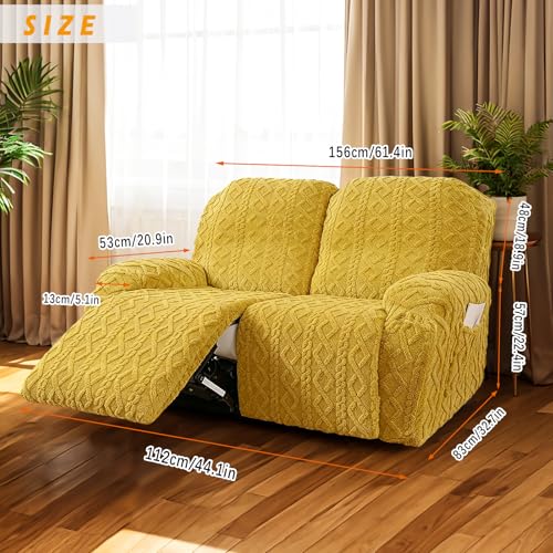 Image of JOKIVTOU Loveseat Recliner Covers 6 Pieces Reclining Sofa Slipcovers with Pocket& Elastic Bottom, 2 Seaters Lazy Boy Non Slip Love Seat Sofa Couch Slipcover, Thick Soft Feel, Washable