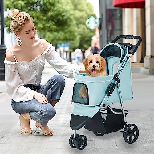 Carrinho de bebê para cães e gatos médios e pequenos, dobrável para cães e gatos, gaiola para cães,