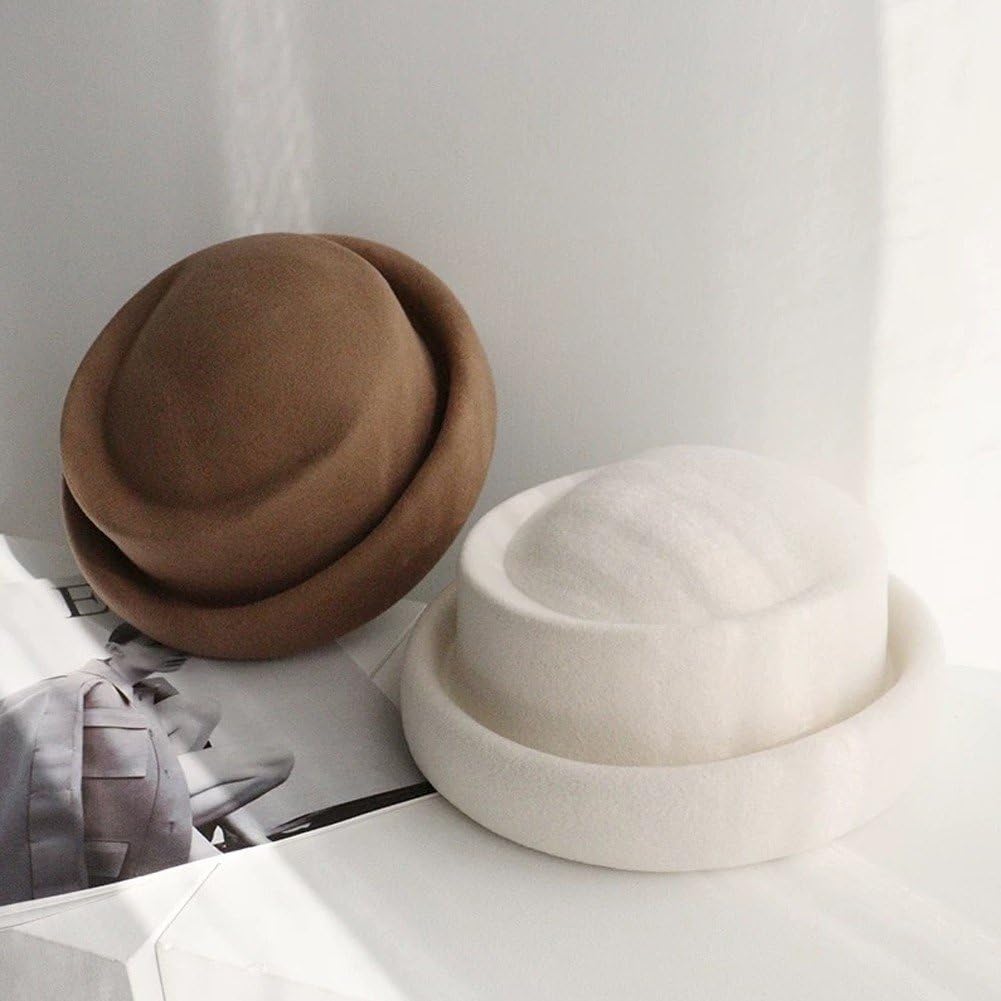 Tocado De Fieltro De Lana para Mujer, Bonito Sombrero De Copa, Tocado De Sombrerería, Sombrero De Base para Uso Informal.