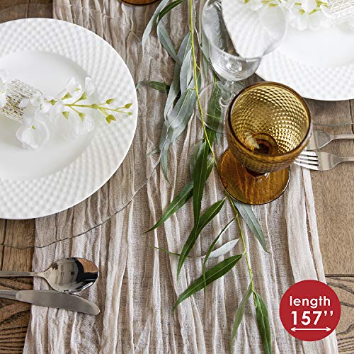 Gauze table runner bulk ivory nude cheesecloth table cloth - Holiday table runner