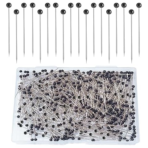 Sunenlyst Sewing Pins, 500 Pcs Straight Pins Ball Glass Head Pins with 1.5 Inch,Quilting Sewing Pins for Fabric, Black Pins for Jewelry DIY, Craft and Sewing Supplies Cover