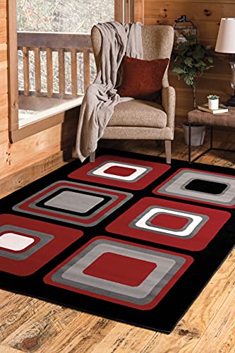 United Weavers Dallas Spaces Accent Rug – Red, 5X8, Modern Indoor Area Rug With Geometric Pattern, Jute Backing 5 Ft 3 In X 7 Ft 2 In #TOP4