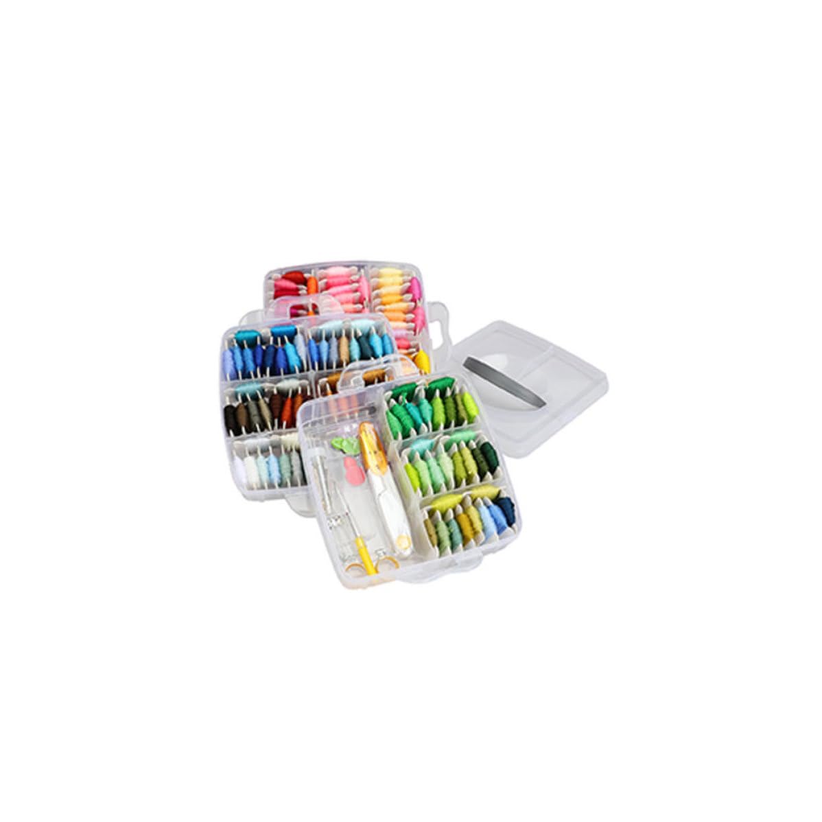 GLEAVI Kit Fili Ricamo per Donne e Ragazza, 150 Colori con Tavola | Set Strumenti per Cucito Fai da Te, Scatola di Conservazione Inclusa, per Casa e Pratica