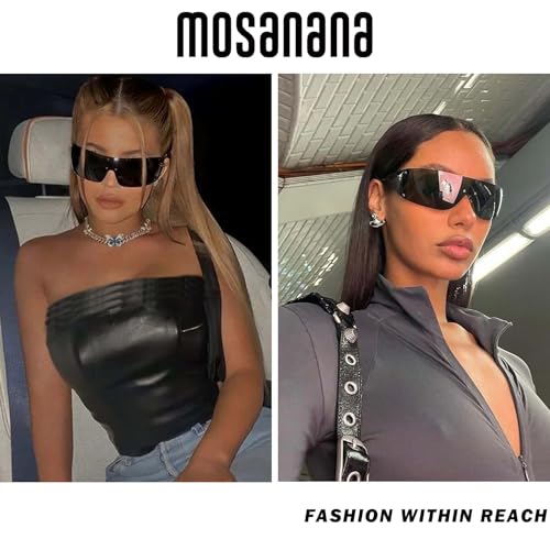 mosanana Y2K Wrap Around Sunglasses for Women and Men Cool Rave Shades MS522483