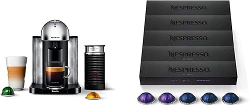 Breville Nespresso Vertuo - Máquina de café y espresso, cromo y cápsulas VertuoLine, paquete variado de espresso, café expreso de tostado medio y