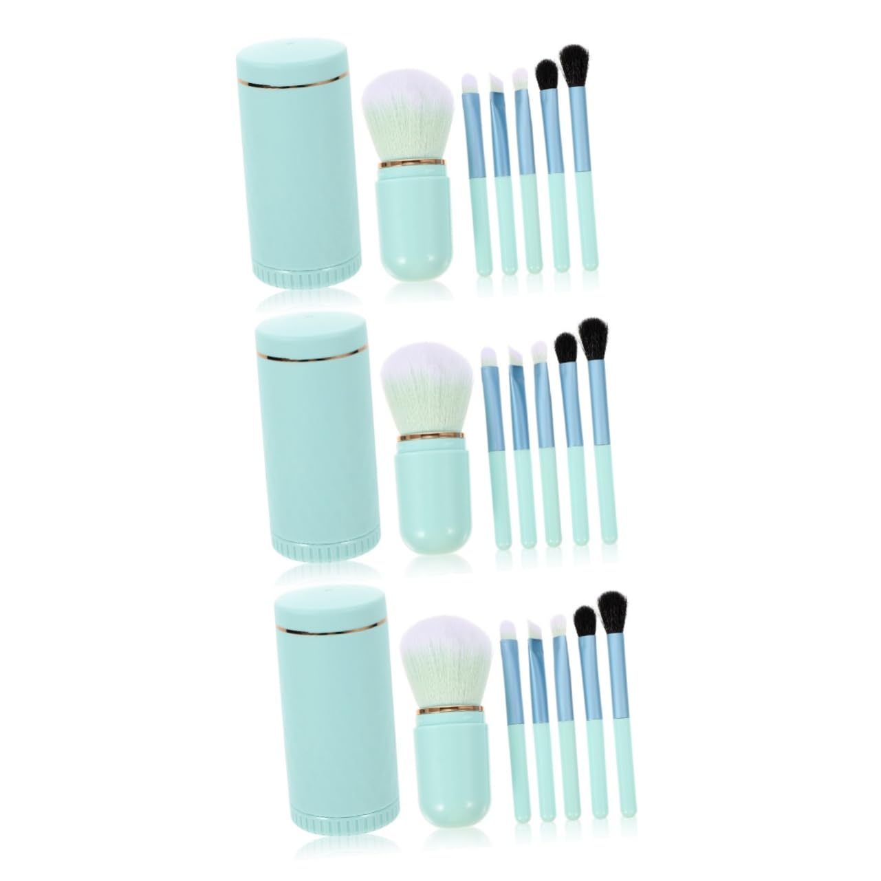 Healeved 3sätze Professionelle Makeup Pinsel Mit Spiegel Tragbare Kosmetikpinsel Wasserblau Für Reise Und Tägliches Make-up Perfektes Für An Besonderen Anlässen