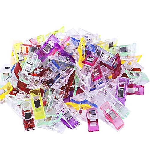 MINGZE 100 Stuks Plastic Clips, Quilt Naaien Binding Clips voor Hold and Organize Fabric, DIY Craft Projects, Haak en Breien Meerkleurig, Household Home Kitchen Supplies Accessory Bindclips