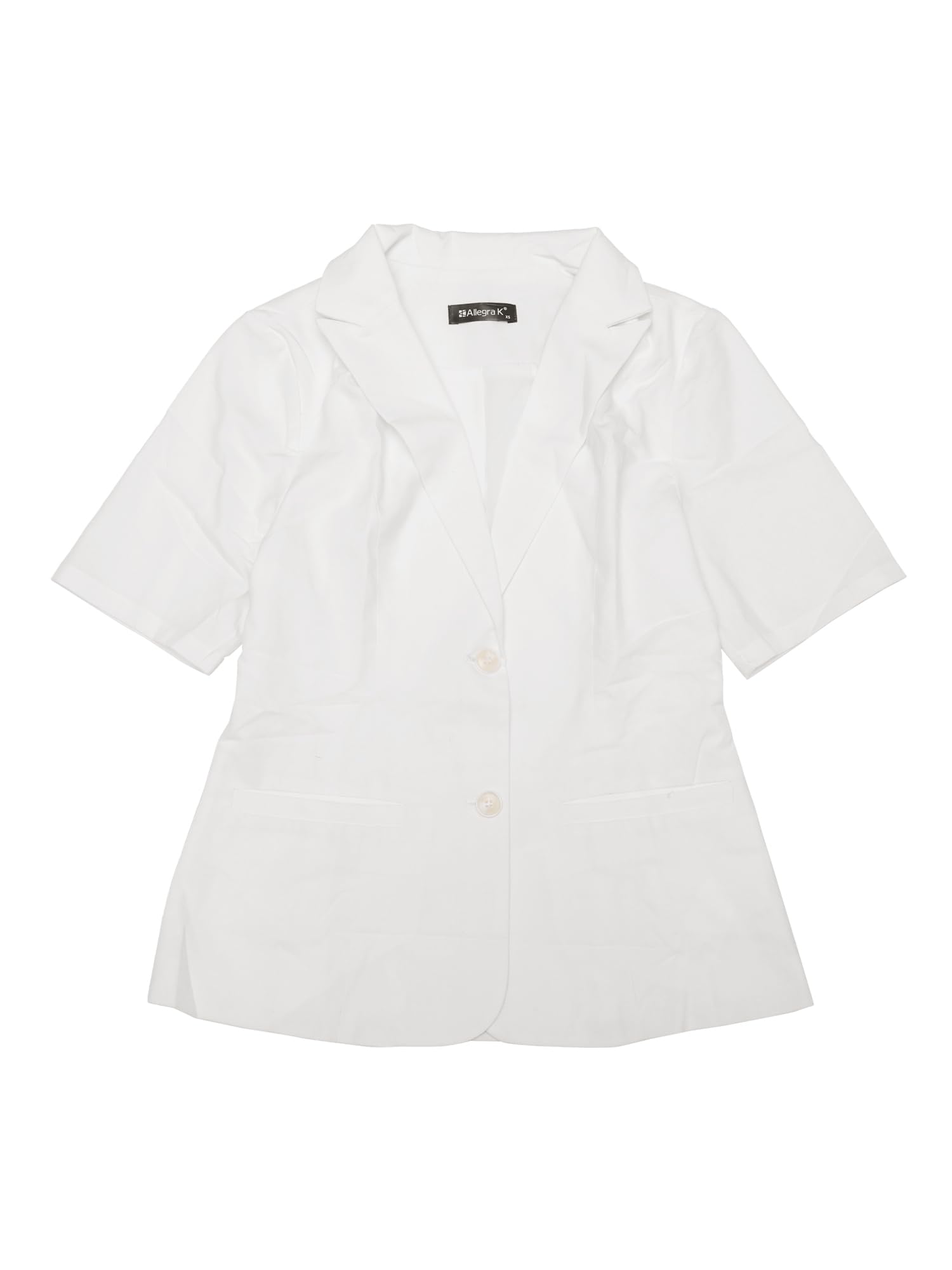 Allegra KBlazer for Women's Short Sleeve Button Front Cotton Linen Lapel Collar Work Office Casual Blazer Coat