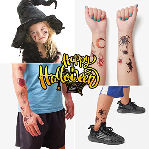 Lifelike 3D Halloween Temporary Tattoos,Non-Toxic Fake Tattoos Temporary Realistic For Kids Boys Girls Women Men,90 Patterns Tattoo Stickers For Halloween Party Favors #TOP5