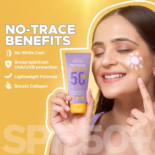 Image of Hilary Rhoda No Trace Sunscreen Spf 50 PA+++ | Broad Spectrum & Ultra Lightweight Texture I With Niacinamide & Hyaluronic Acid | Squalane | Cream-Based Sunscreen | UVA /UVB & Blue Light Protection | Non-Greasy | All Skin Types | 50g
