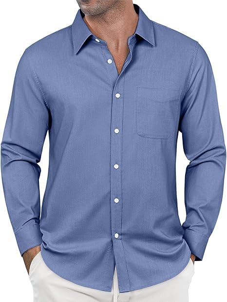 Opiniones y reviews de Aristos Camisas - solo los mejores. 45 RWOYE Camisas para Hombre, Camisa de Manga Larga con Botones, Camisa de Vestir Hombre, Tejido Transpirable Antiarrugas (MX/US, Alfa, 3X-Grande, Regular, Regular, Azul Vaquero)