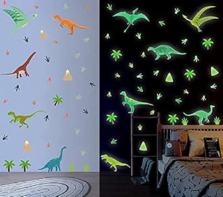 KAIRNE 86 PCS Dinosaur Luminous Sticker,Glow in The Dark Wall Decal,Baby Room Dinosaur Wall Decor, Dinosaurs Decal,Animal Luminous Stickers for Boys Kids Girls Childrens Room Bedroom Nursery Decor