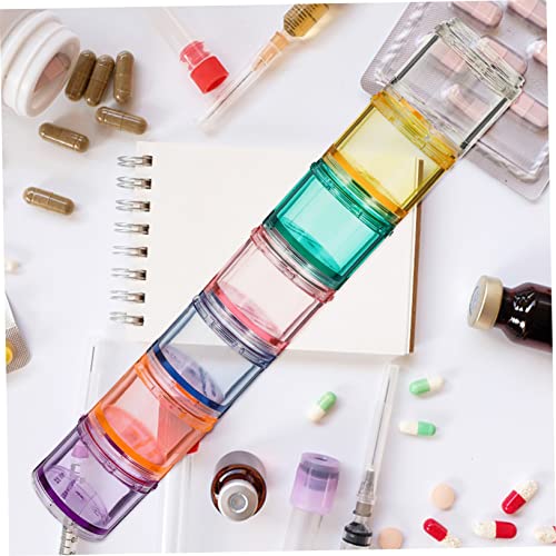 BEBEMOKO Tabletten Wochenbox Aus Hochwertigem Pc-material Stapelbarer Koffer Mit Mehreren Gittern Für Medikamente Organizer Box Tragbarer Behälter Für Reise Und Zuhause Zufälliger Stil