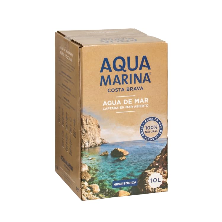Agua de Mar Hipertónica Aqua Marina Costa Brava 10L | Grifo Incorporado | 100% Natural | Minerales Esenciales para Hidratación, Cocina Mediterránea y Bienestar Deportivo (3 Bag in Box 10 Litros)