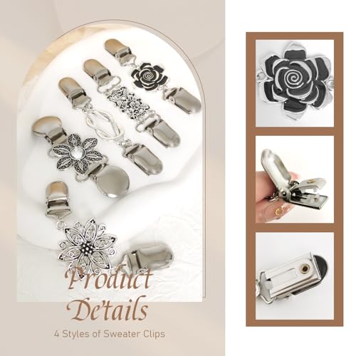 Image of CLINTT Exquisite Retro Sweater Twirl Clips, Cape Cloak Fasteners for Dresses, Stylish Cardigan Clips