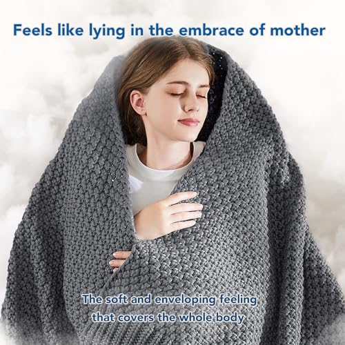 Topcee Knitted Weighted Blanket - 48"x72" 12lbs Cooling Chunky Knit Heavy Blanket for Adults Cable Yarn Knit Decorative No Beads Soft, Cozy and Cooling Weighted Throw Blankets Machine Washable