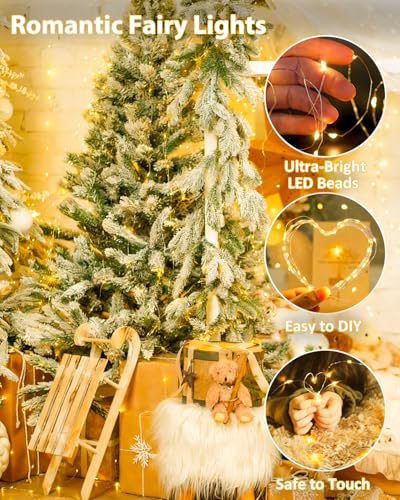 4 Pack 60 LED Fairy Lights Battery Operated with Timer, 20FT Waterproof Twinkle Lights Indoor Outdoor, Cuttable String L - Additional View