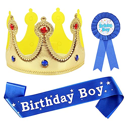 WDSUN Corona de cumpleaños para niños y adultos, decoración de fiesta (dorada) Cover