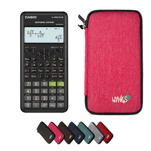 Casio fx-82ES Plus 2nd Edition con Funda Protectora WYNGS Rosa - Calculadora Científica - Paquete Básico