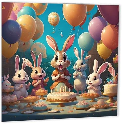 Cute Rabbit Birthday Cards Bunny Rabbits birthday card for kids 147mm x ...