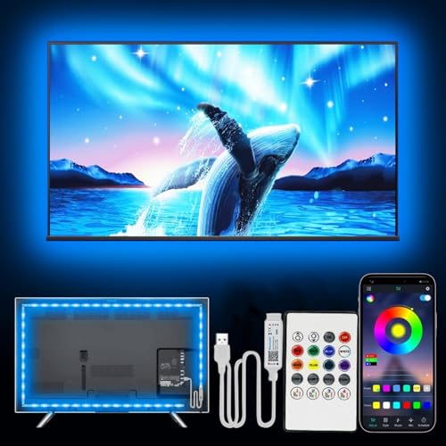 LED TV Hintergrundbeleuchtung 1M, LED Streifen für 32-50 Zoll TV, USB Led Strip mit Musik Sync, RGB TV Backlight Bluetooth APP&Fernsteuerung, Led Fernseher Beleuchtung für Deko