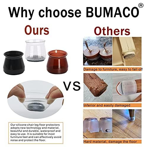 BUMACO 40Pcs Chair Leg Floor Protectors Chair Leg Protectors for Hardwood Floors Silicone Pads Covers to Protect Floors Universal L Clear Fit (1-5/16"~2") - Image 4
