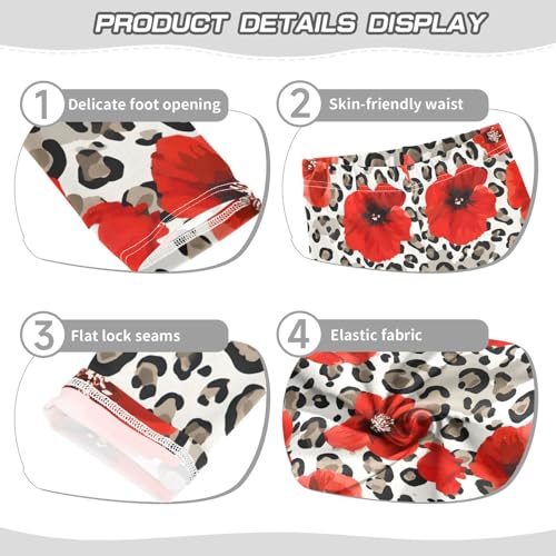 ALAZA Girls' Leggings Children's Yoga Pants Skinny Printed Dance Red Poppy Leopard Cheetah Comfortable 4T2