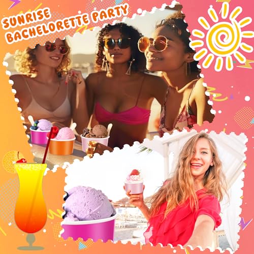 Image of Mimorou 60 Pcs 3 oz Paper Cups Disposable Ice Cream Cups Mini Paper Snack Bowls Bulk Small Frozen Yogurt Bowls for Kids Snack Mousse Pudding Candy Yogurt Craft Supplies Sunrises Bachelorette Party