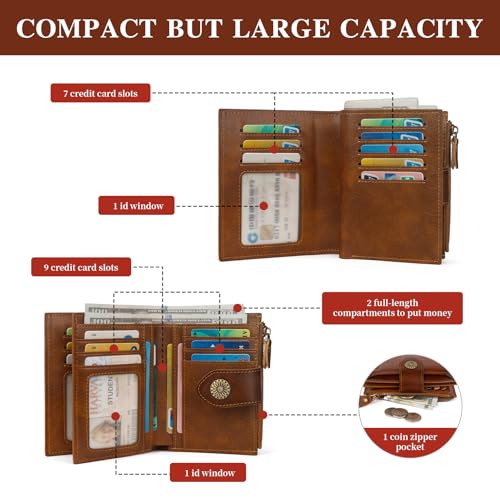 RFID Wallet Women,Bifold Leather Womens Wallet,Compact Small Wallets Woman Card Holder with Removable ID Window3
