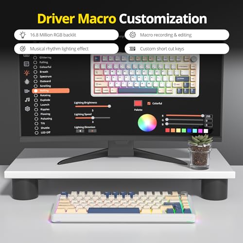 Image of surmen M75 75% Wireless Creamy Keyboard with Gasket, Pre-lubed Triple Mode Bluetooth Mechanical Gaming Keyboard BT5.0 /2.4Ghz /USB with Sound Absorbing Pads Hot-Swap(SOYA)