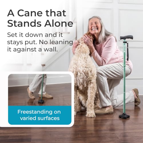Image of HurryCane Freedom Edition Foldable Walking Cane with T Handle, Pastel Green