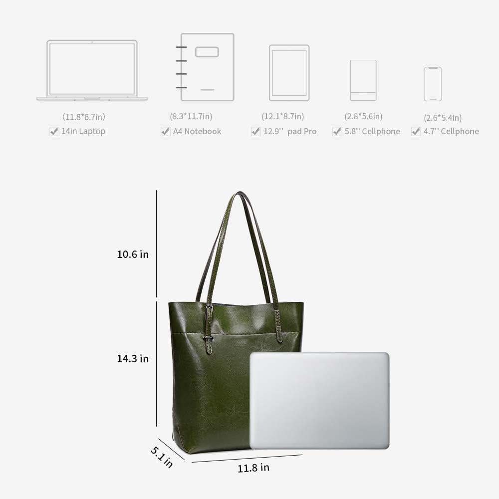 Kattee Vintage Genuine Leather Tote Shoulder Handbag for Woman with Adjustable Handles - Image 3