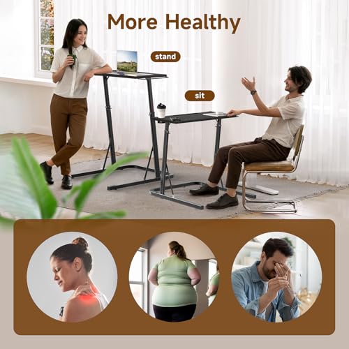 Image of VTORY Adjustable Standing Desk for Walking Pad Treadmill, Desk for Bike /Cycling, Stand Table for Treadmill Walking Pad, Bike /Walking Pad /Treadmill Trainer Desk Stand, Attachment, Bar for Walking Pad