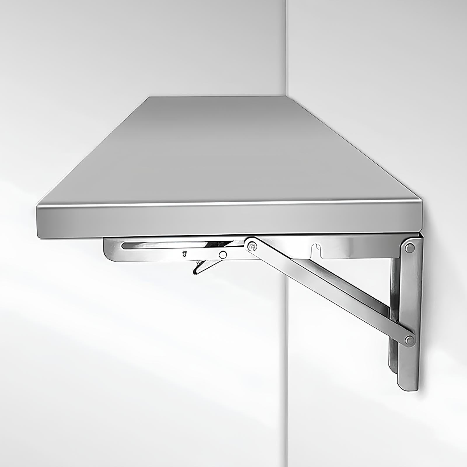 Bureau d'ordinateur mural rabattable et table pliante inox pour petits espaces