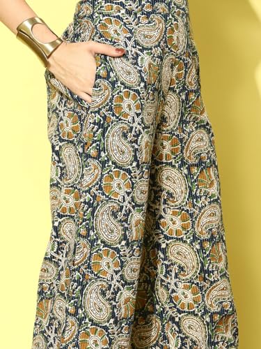 Image of Stylum Women's Printed Cotton Loungewear Co-Ord Set (Csvayu Mustard)