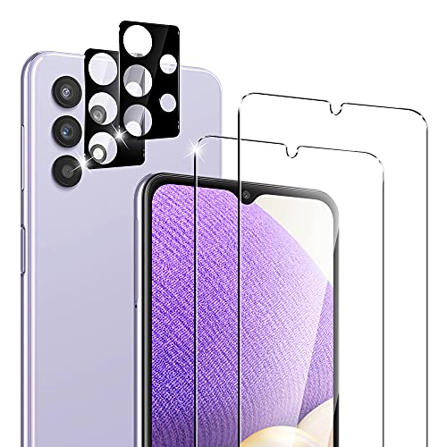 Cizerin 4 Pack Screen Protector for Samsung Galaxy A32 5G 6.5" (Not fit Galaxy A32 4G) - 2 Pack Tempered Glass Screen Protector and 2 Pack Camera Lens Protector- Shatter Proof-HD Clarity-Gorilla Glass