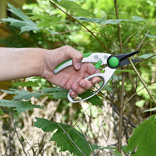 WilFiks Garden Pruning Shears - 8\" Classic Hand Pruner - Secateurs Steel Gardening Scissors with Comfortable Handle and Shock Absorbing Spring - Branch, Stem and Tree Trimmer Hand Tool