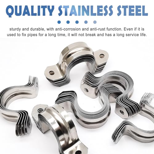 Image of Nge 1inch Rigid Pipe Strap Clamp-Two Hole Strap-U Bracket Tube Clip-Stainless Steel Heavy Duty Pipe Fasten Holder-Secures Conduit,50Pcs(35mm)