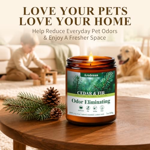 Image of 4-Pack Odor Eliminating Candles, 28 oz Soy Scented Candle for Home | Eliminates 95% of Pets, Smoke, Food and Bathroom Odors, 200 Hour Burn, Air Fresh Scent of Lemon, Vanilla, Apple, Cedar