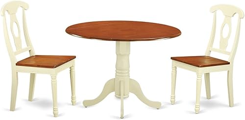 Miniatura 16 de East West Furniture DLKE5-LWH-W - Juego de muebles de comedor de 5 piezas, incluye una mesa de cocina redonda con gotas y 4 sillas de comedor, 42 x