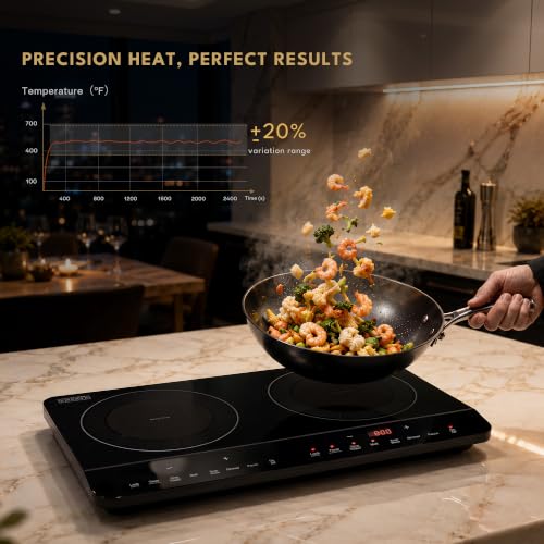 Image of Empava Portable Double Induction Cooktop 2 Burner, Countertop, Plug in